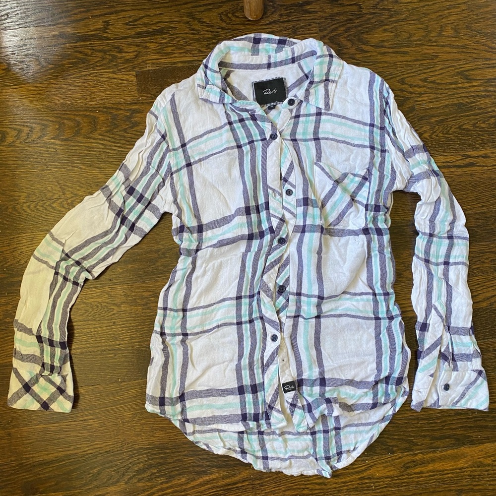 Rails LA light blue-white flannel